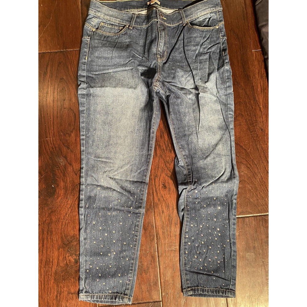 Womens Juicy Couture Ankle Jeans. Size 14 Blue. 25" Inseam. Embellished!